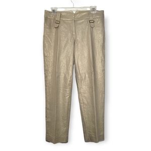 CACHE Gold Linen Spandex Cropped Pants Size 6